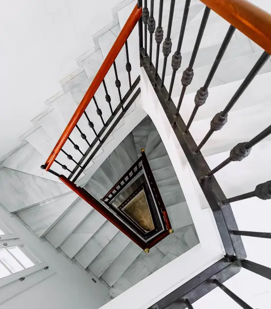 STAIRCASEGranite flooring with SS Handrail