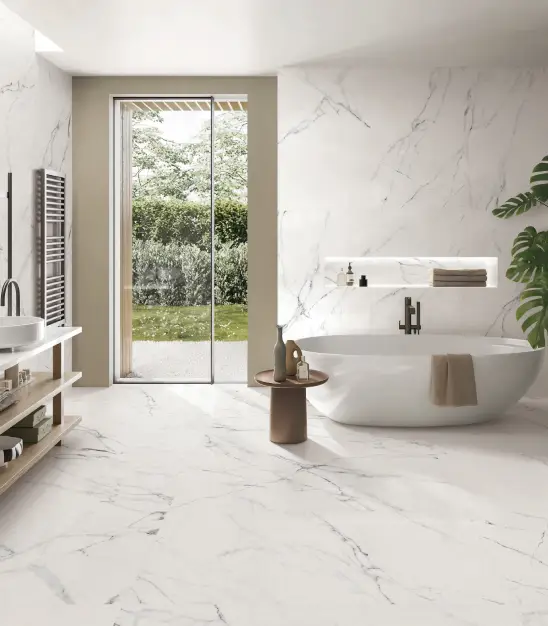 TILESEntire flat floor 2'x2' vitrified tiles (Johnson/KAG/Anuj/Orient Bell/Equivalent) In all bathrooms will be 1'x1' Anti-skid ceramic tiles on floor and wall tiles will be up to 7' height.